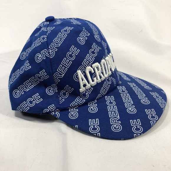 Acropolis Greece Blue White All Over Print Hat Cap Adjustable One Size Fits Most - Picture 2 of 11